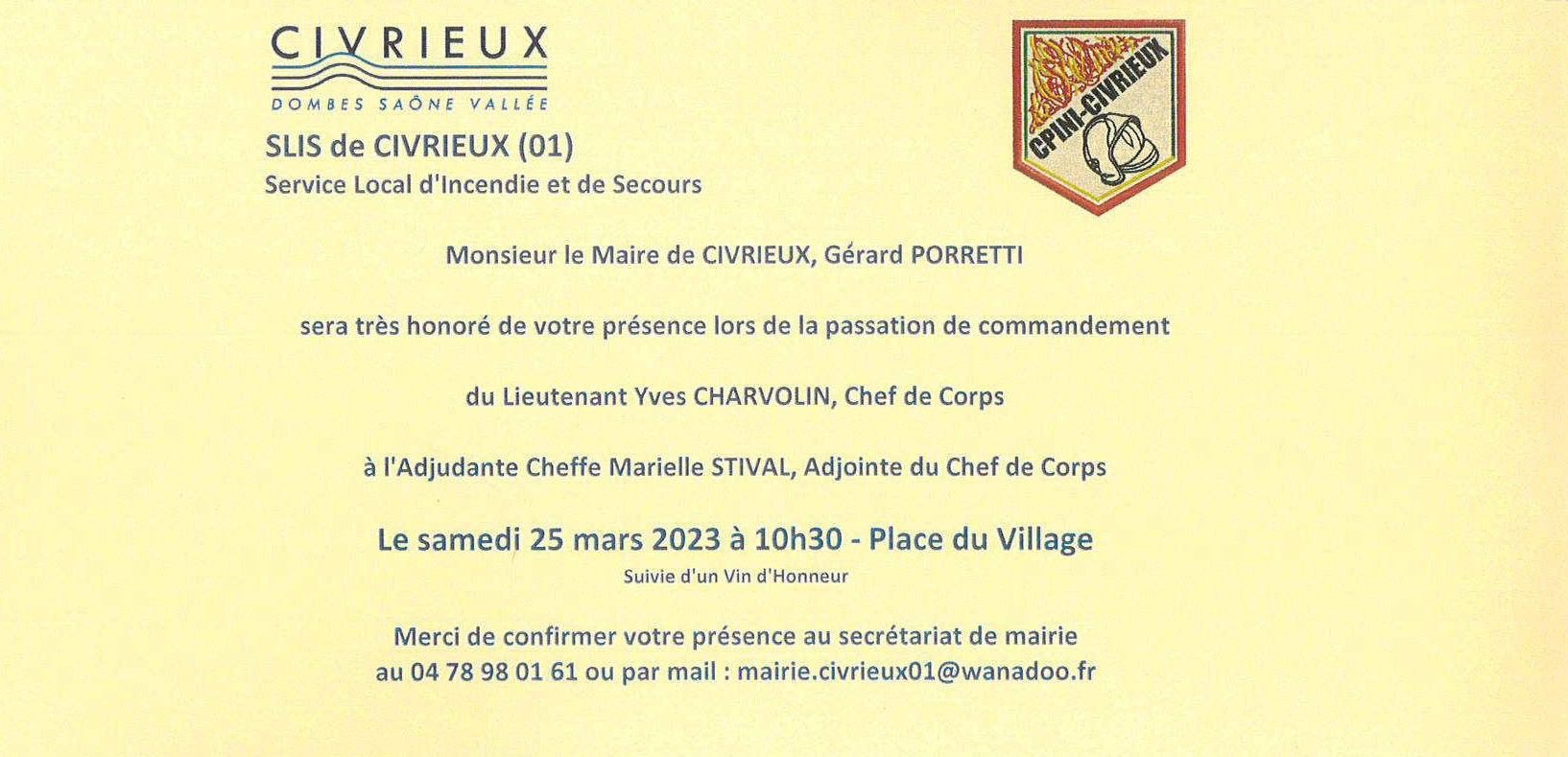Invitation Passation Commandement 25 mars