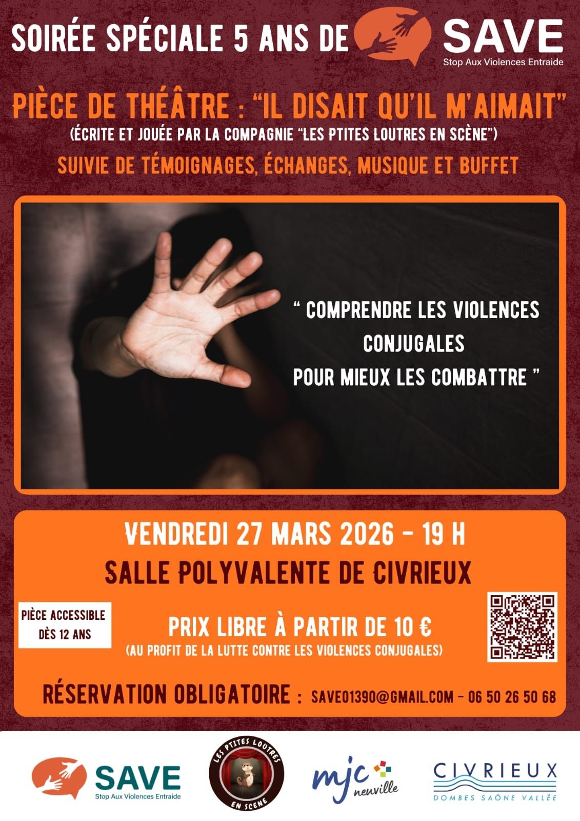 Pièce de théâtre engagée contre les violences SAVE 27 mars 2026