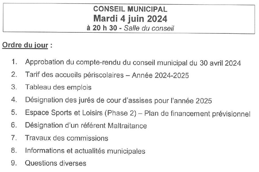 ODJ Conseil 4 juin